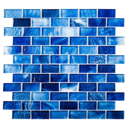 Andova Tiles Bluz Cerulean 1 in. x 2 in. Glass Mosaic Wall Tile Andova Tiles